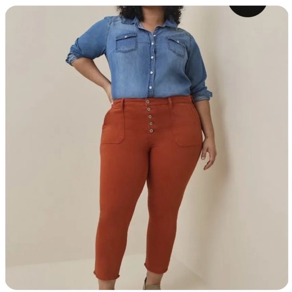 Torrid Burnt Orange Frayed Hem Jeans